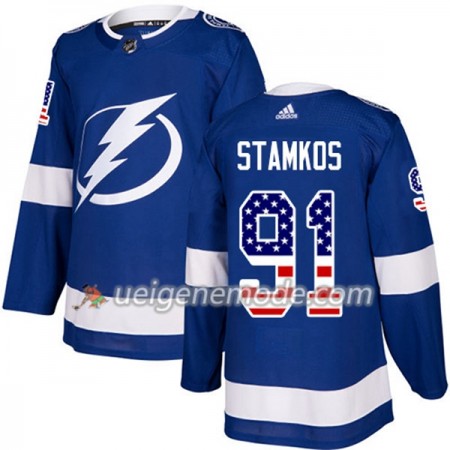 Herren Eishockey Tampa Bay Lightning Trikot Steven Stamkos 91 Adidas 2017-2018 Blue USA Flag Fashion Authentic